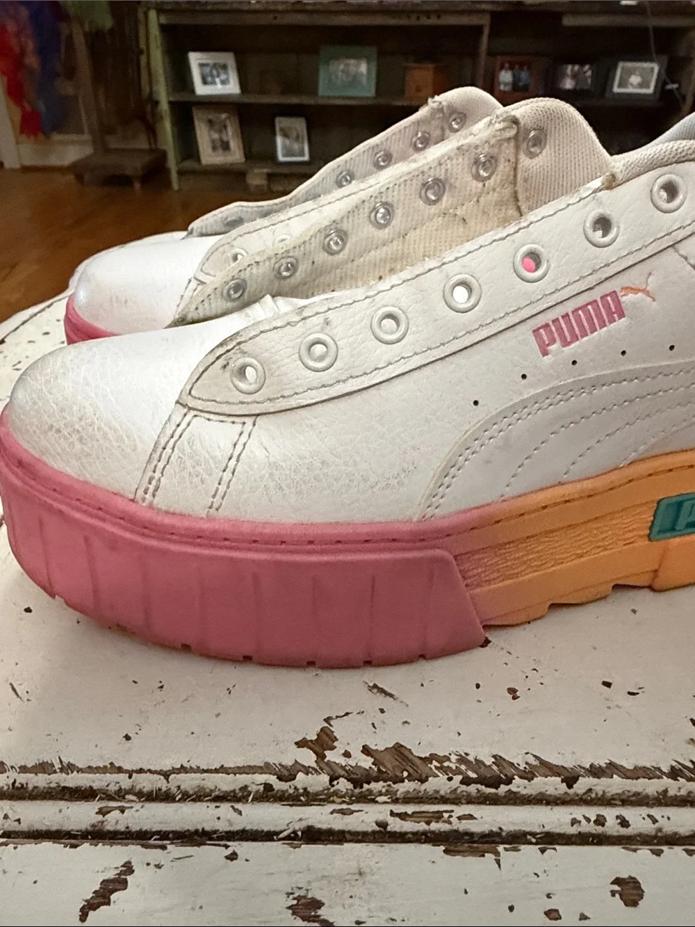 PUMA Womens Mayze Daybreak Lace Up Sneakers Shoes Casual - White